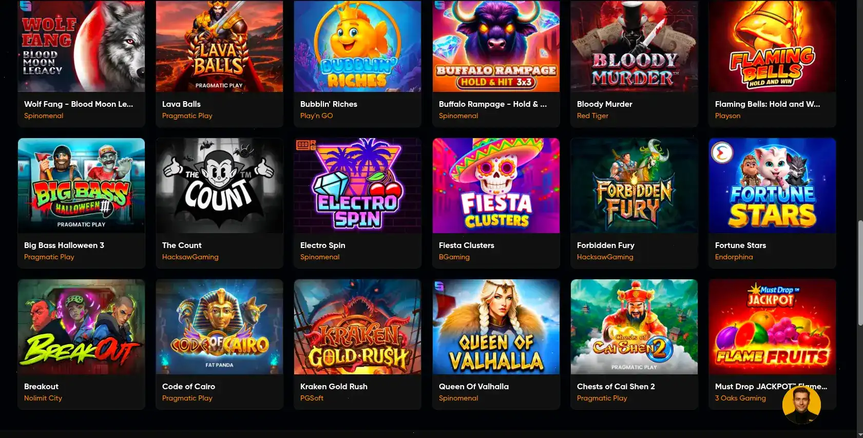 Интерфейс игрового зала Bollywood casino с слотами